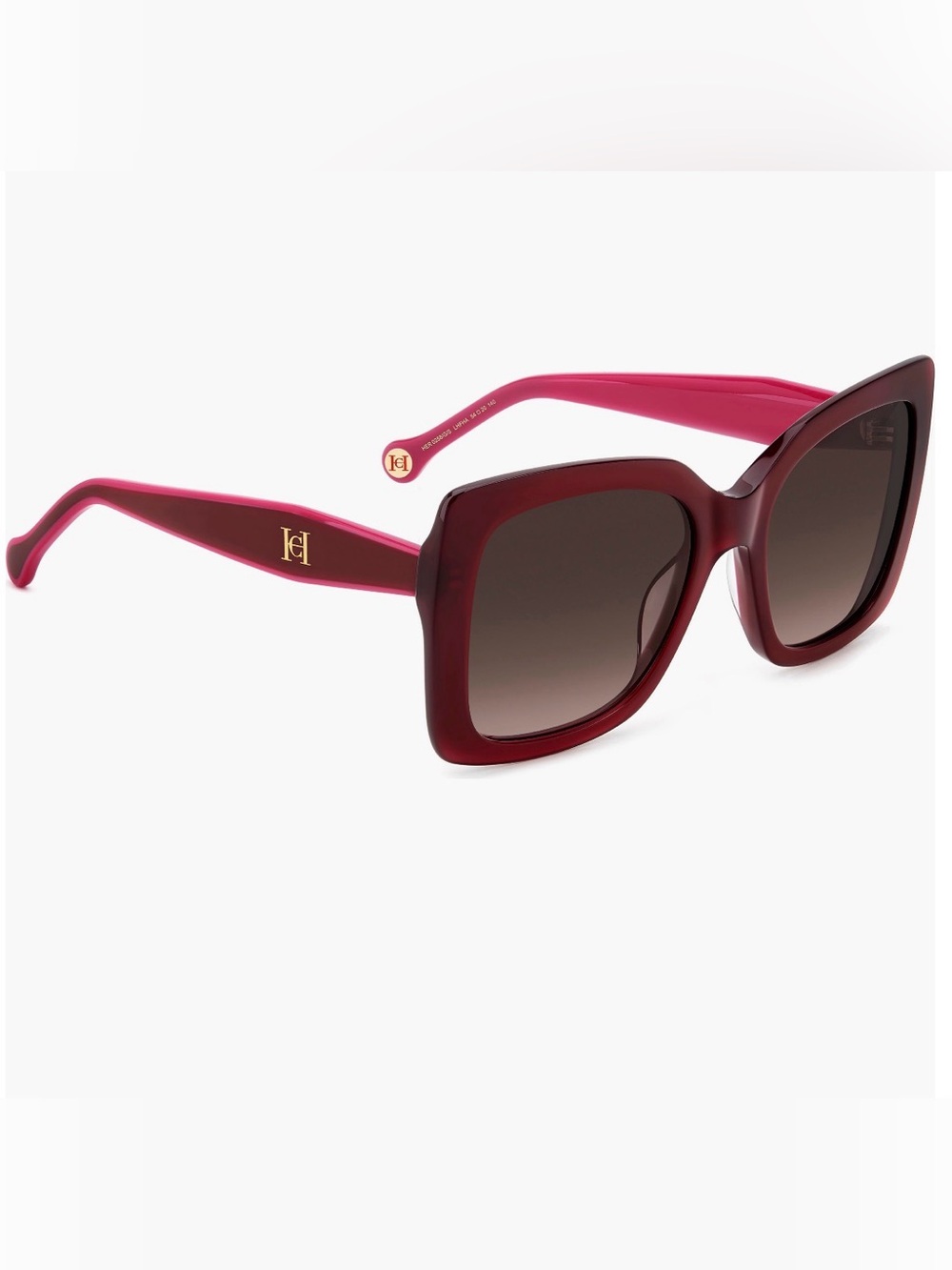 S - Carolina Herrera Gradient Square Burgundy/Brown Sunglasses 54mm